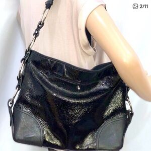 Donald J. Pliner Shiny Black Shoulder Bag